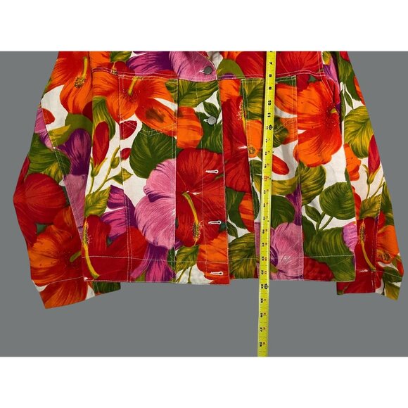 Chicos Design Floral Cotton Jacket Size 3 (XL-16) - Picture 3 of 11